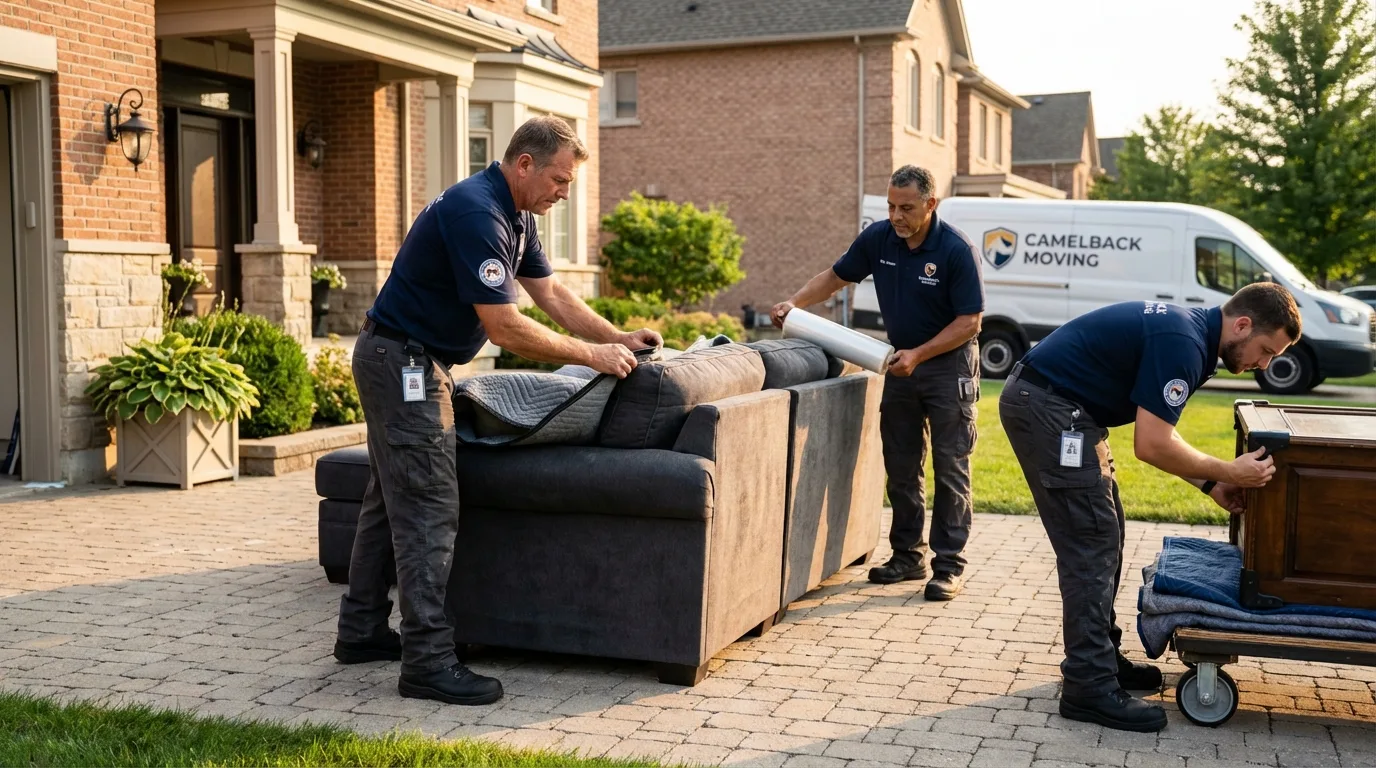 Large estate moving crew wrapping furniture in Upper Sandusky, OH