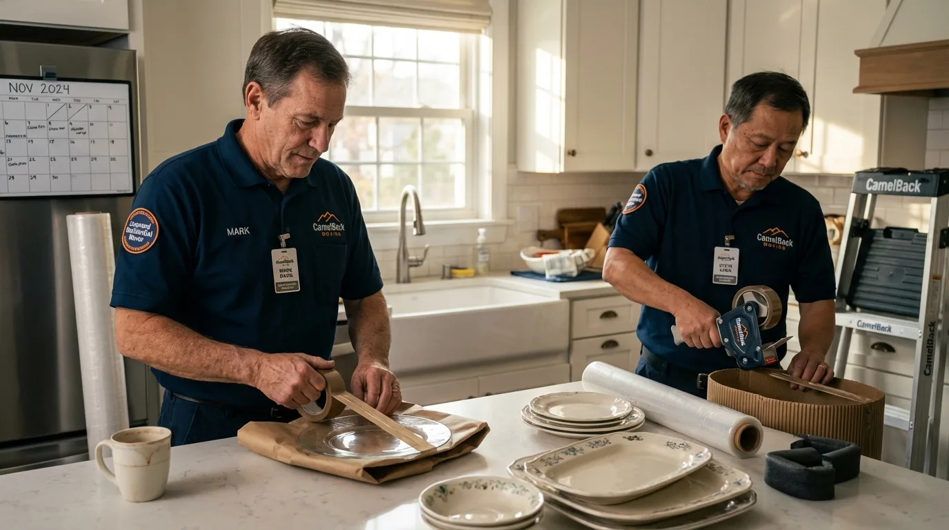 Professional crew packing kitchen dishware in Upper Sandusky, OH